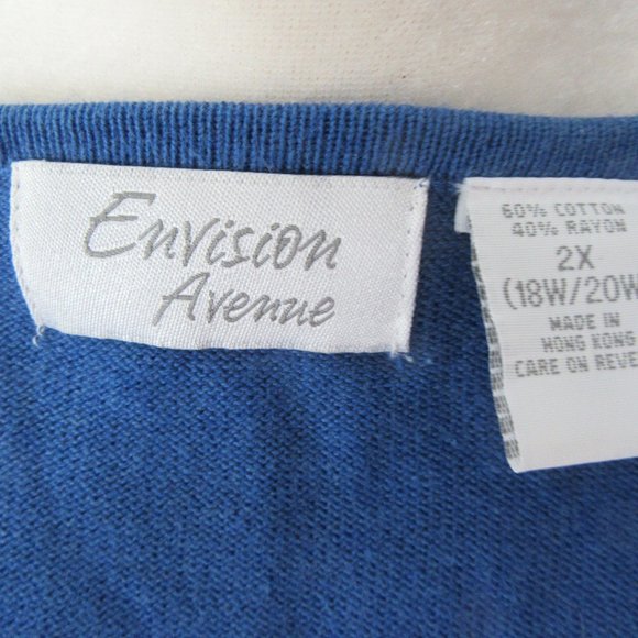 Gorgeous Deep Blue Accent Sweater / Size 2X / Cotton Rayon - Picture 3 of 9